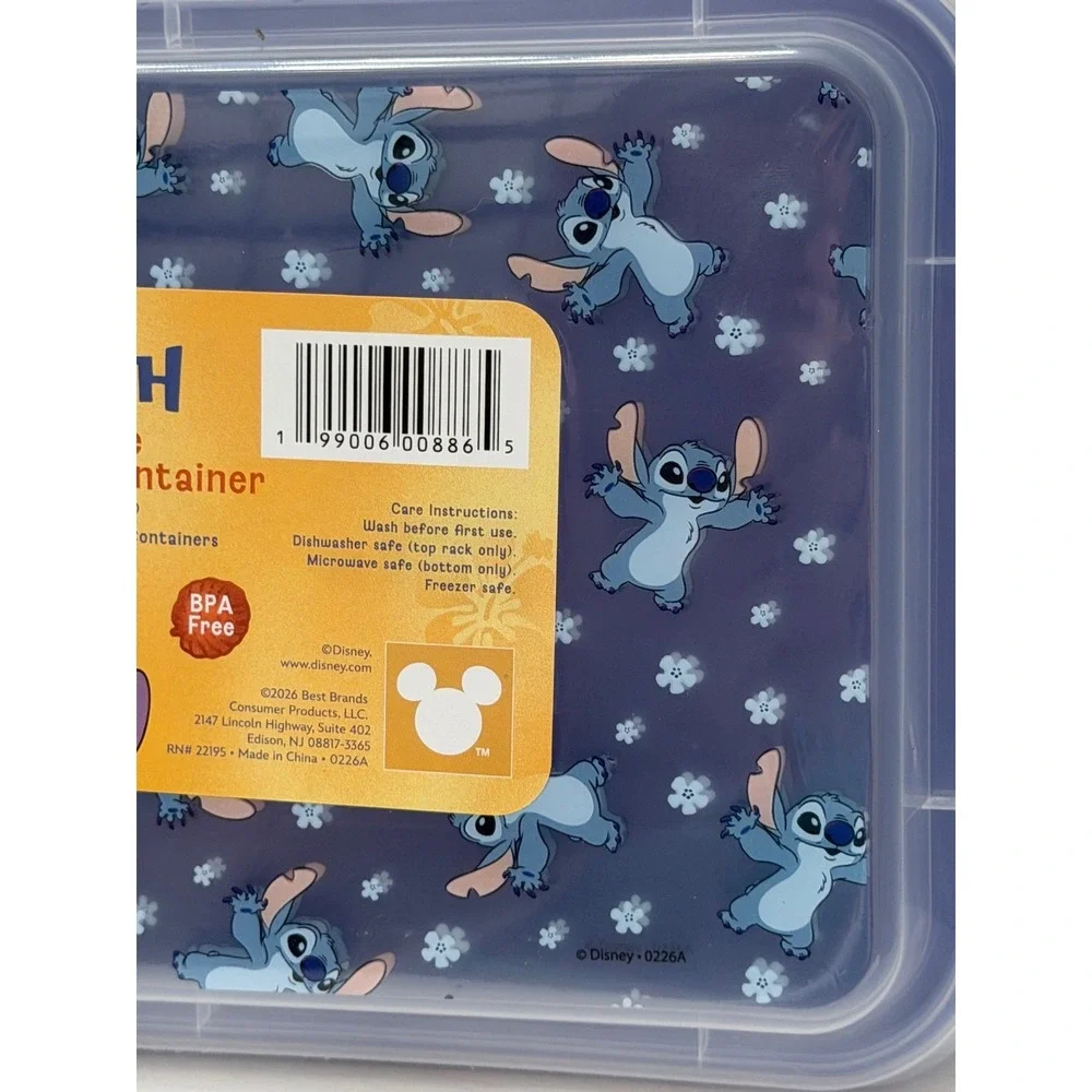 Disney Stitch 4 Piece Meal Prep Container Set 42.2oz Blue Lilo & Stitch New